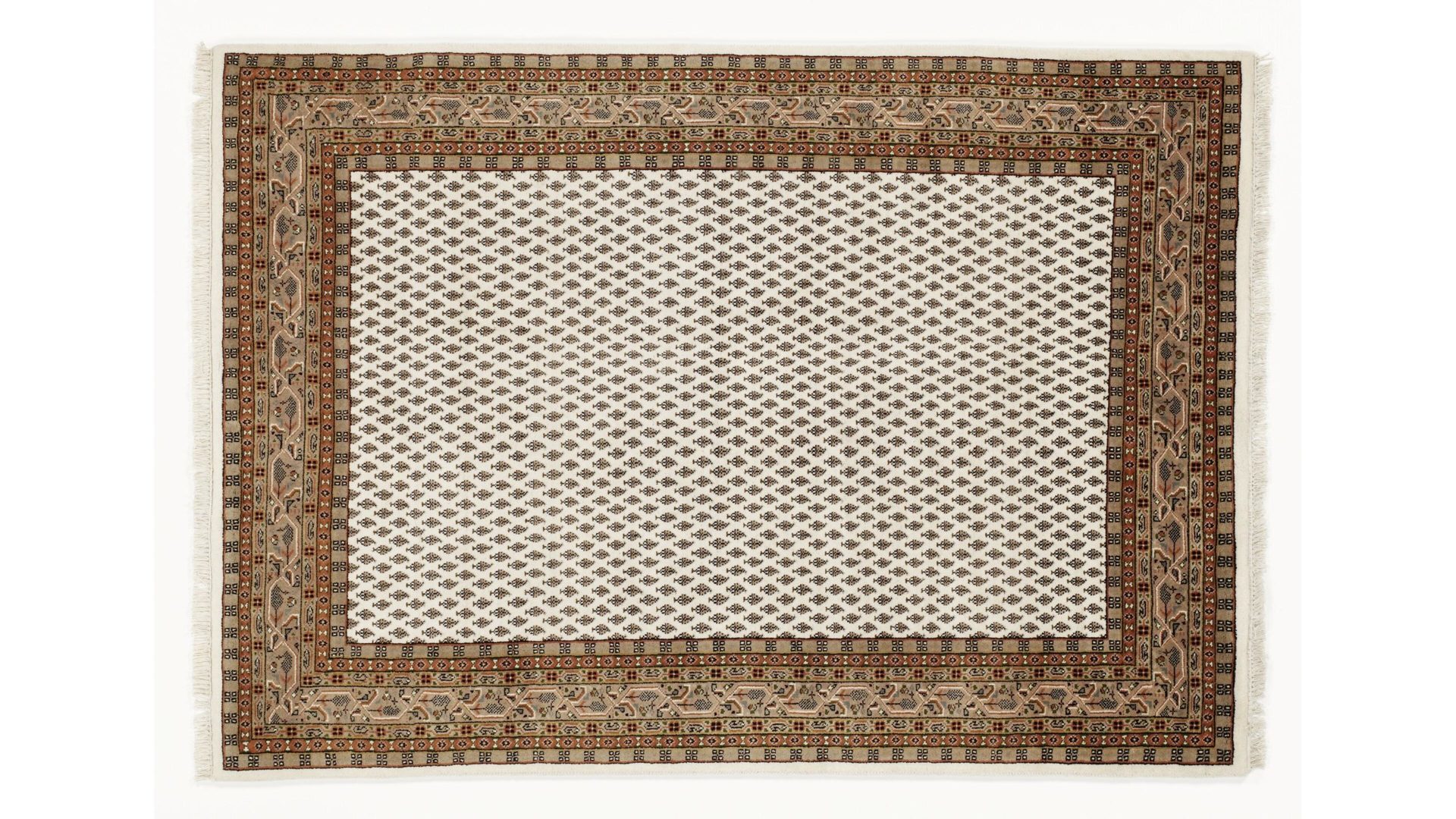 Orientteppich Oci aus Naturfaser in Beige Orientteppich Sakki Mir für Ihre Wohnaccessoires beige & cremefarbene Schurwolle – ca. 70 x 140 cm