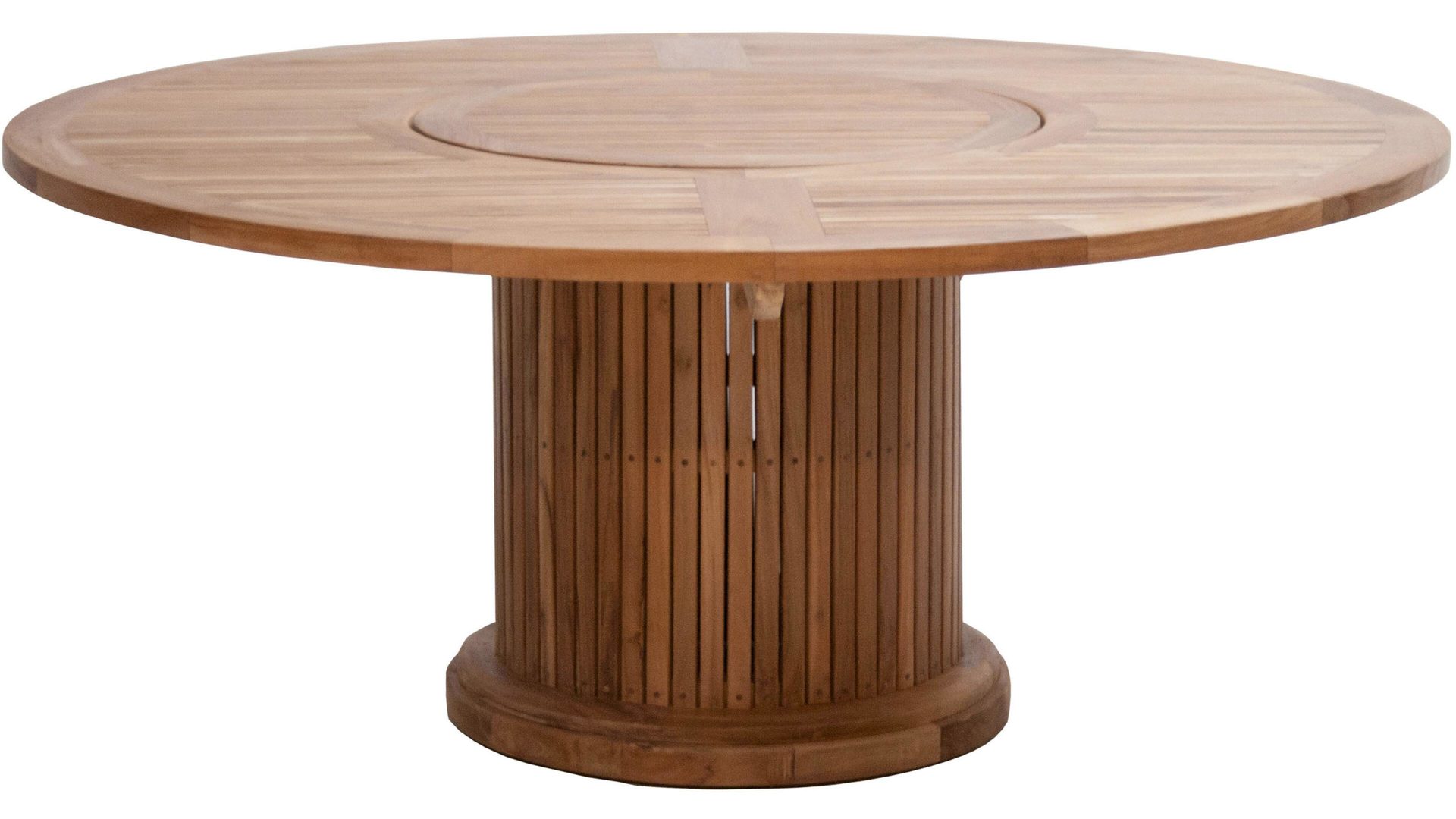 Gartentisch Ploß aus Holz in Holzfarben Ploß® Teakholztisch Phoenix als Gartenmöbel honigfarbenes Old-Teak – Durchmesser ca. 160 cm