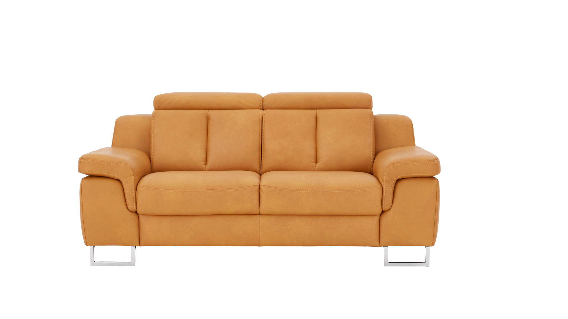 Zweisitzer Interliving aus Leder in Orange Interliving Sofa Serie 4050 – Zweisitzer kurkumafarbenes LongLife-Leder Cloudy & Chromfüße - Breite ca. 186 cm