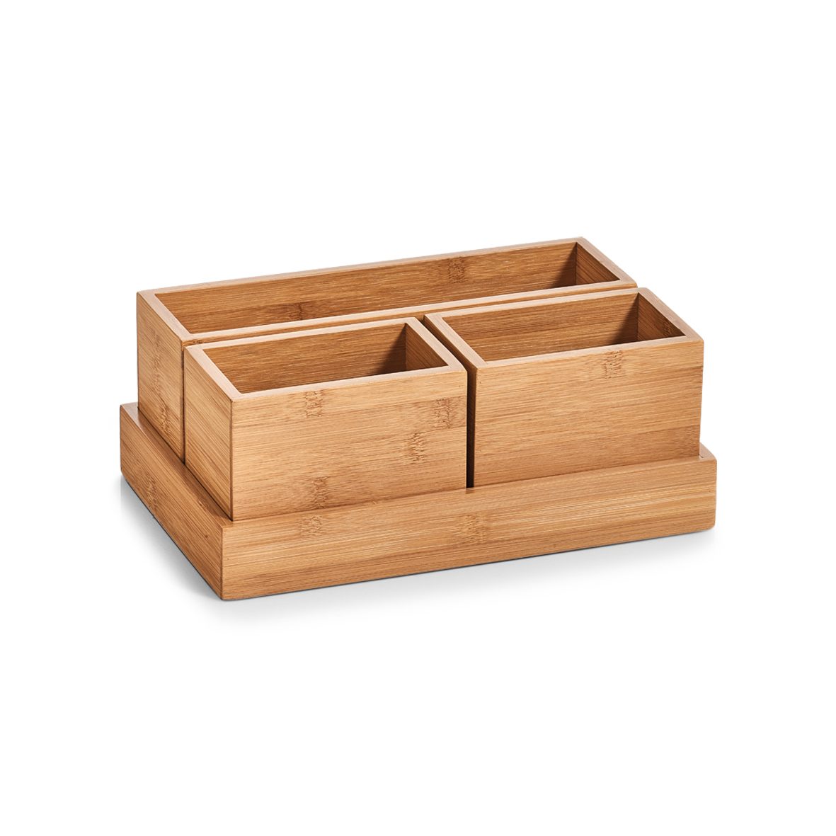 Ordnungsbox Zeller present aus Holz in Holzfarben Organizer-Set  Bambusholz - vierteilig