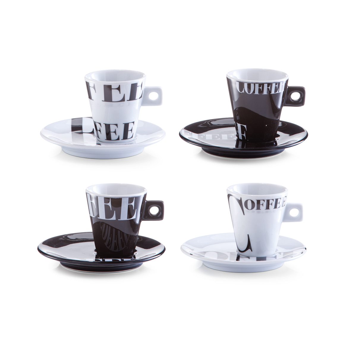 Espressotasse Zeller present aus Porzellan in Weiß Espressotassen-Set weißes Porzellan & Motiv Coffee style - vierteilig