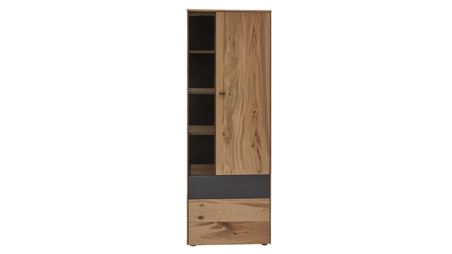 Vitrine Interliving aus Holz in Holzfarben Interliving Esszimmer Serie 5604 - Vitrine V740-0308R Eiche rustico & Anthrazit  - eine Tür