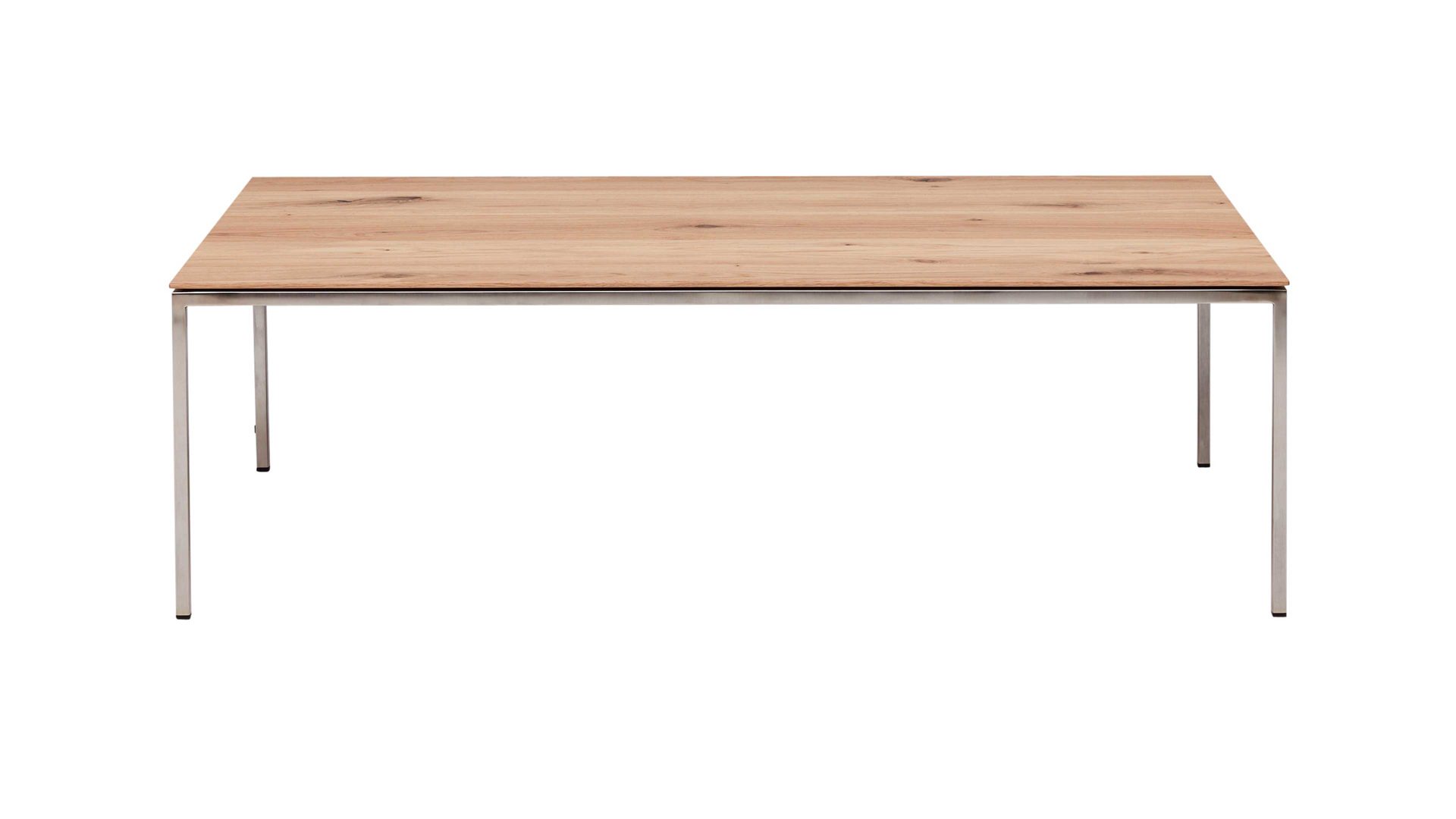 Couchtisch Interliving aus Holz in Holzfarben Interliving Couchtisch Serie 6201 bzw. Wohnzimmertisch ca. 100 x 35 x 60 cm - geölte Wildeiche & Edelstahl